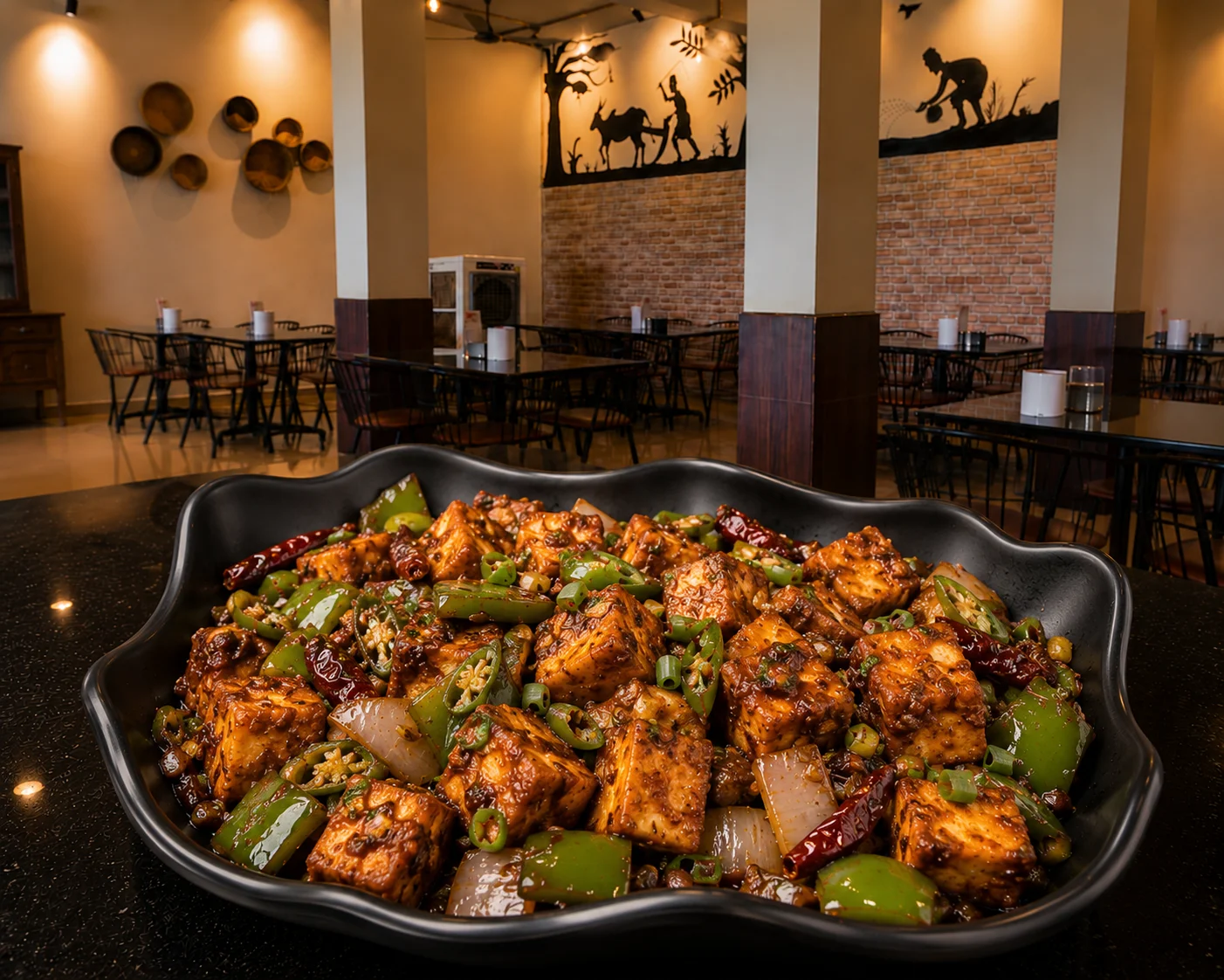 Paneer Chilli Dry - Veg dish at The Farmer's Kitchen Shirwal